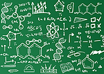 绿色版面上的符号教育数学公式背景