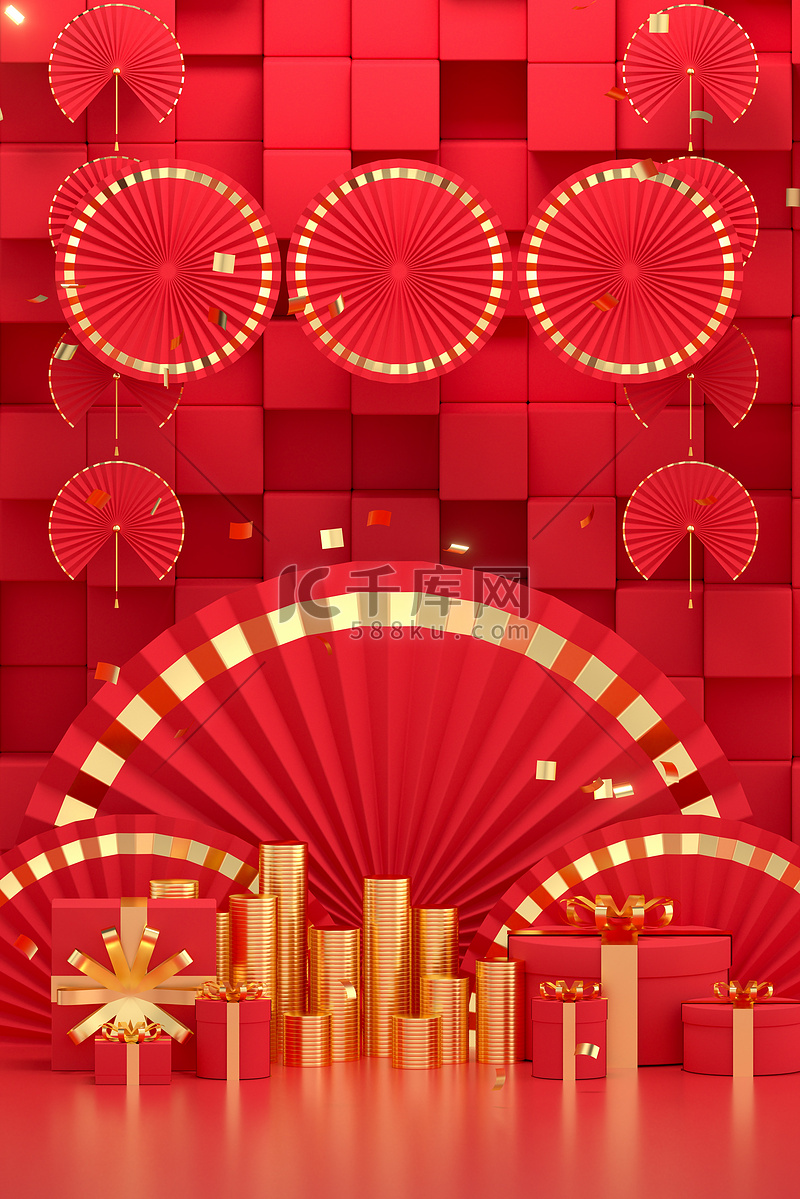 新年礼盒礼物红色中国风新春