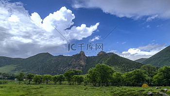 高山牧场下午植被夏季素材摄影图配图