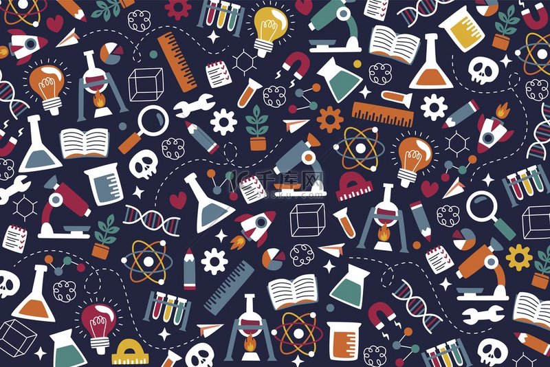 科学装饰图标套装背景图片免费下载_海报banner/高清大图_千库网(图片编号6242708)