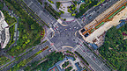 城市中午广西柳州文昌路十字立交航拍路旁无人机摄影图配图