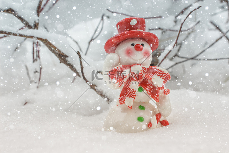 有雪人的圣诞贺卡高清摄影大图 千库网