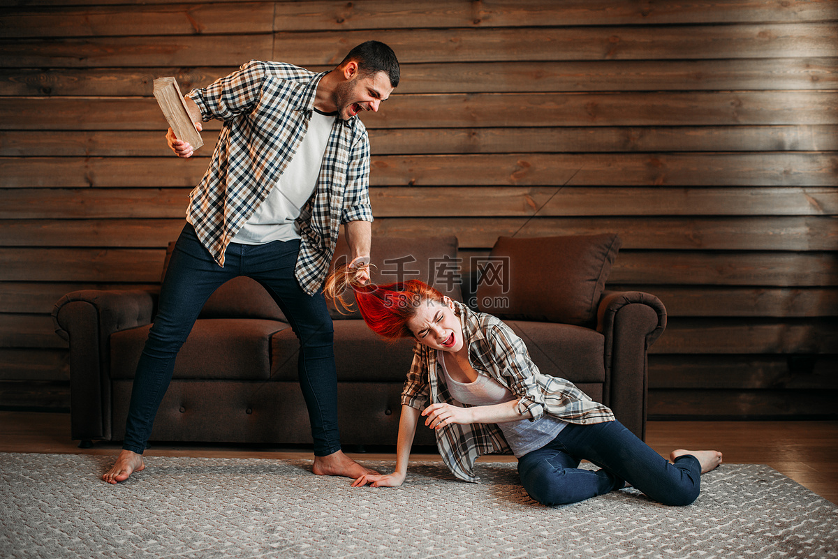 couple having fight and man slapping woman | Stock image | Colourbox