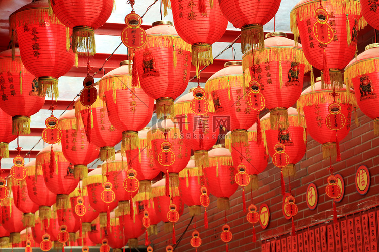 寺庙里美丽的中国灯笼高清摄影大图 千库网