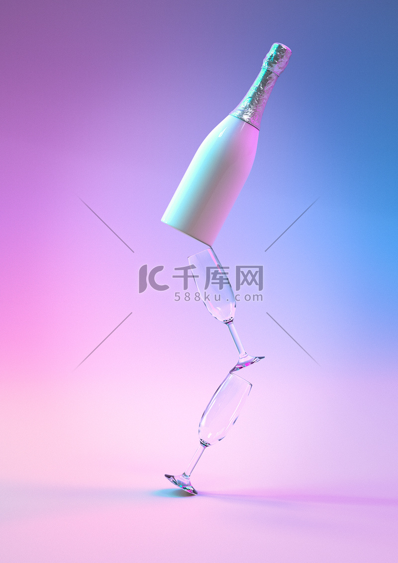Creative Design With Realistic 3d Festive Bottle Of Champagne With creative-design-with-realistic-3d-festive-bottle-of-champagne-with