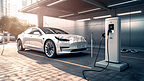 白色新能源汽车充电充电桩