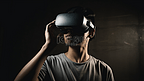 VR设备科技男人使用VR眼镜2