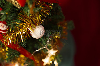 礼物纯色蝴蝶结圣诞节圣诞树玩具平安夜氛围装扮金色