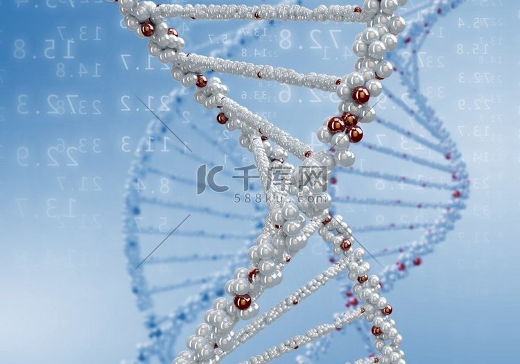 DNA链。彩色背景下DNA结构的数字图解高清摄影大图-千库网
