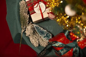 礼物金色装扮纯色圣诞节蝴蝶结玩具平安夜氛围