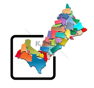 美国投票和美国选举投票概念作为美国以 3d 插图风格制作的复选标记.