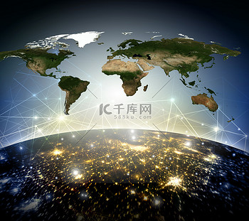 地球来自太空从概念系列看全球商业的最佳互联网概念.这张照片的