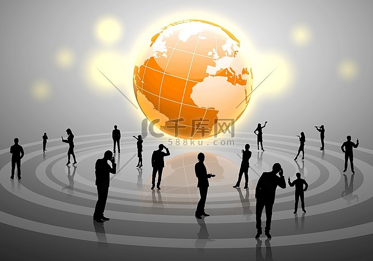 在通信网络中连接在一起的人物高清摄影大图-千库网