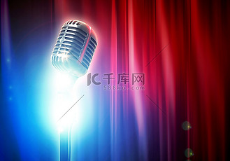 卡拉ok素材图片素材_复古风格的音频麦克风灯舞台光
