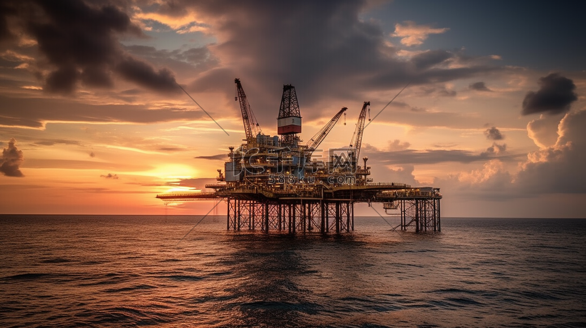海上开采石油工程高清摄影大图-千库网