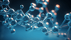 浅蓝色背景下生物化学技术分子的三维绘制