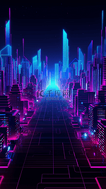 科幻科技城市蓝紫色光线背景