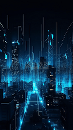 太空科技科幻蓝色城市背景