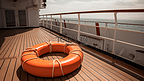 游轮甲板上的橙色救生圈
