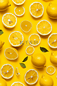 黄色背景上的无缝柠檬图案。
