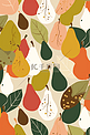 矢量无缝重复梨在秋天的颜色大地色调粉红色和绿色橙色完美的秋天织物和包装纸和贺卡图案
