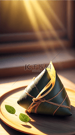 端午节粽子艾叶摄影图