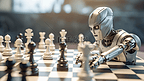 机器人下棋选择聚焦的特写视图