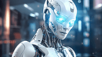 3D渲染未来机器人技术发展人工智能AI和机器学习概念。面向人类未来生活的全球机器人仿生科学研究