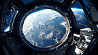从空间站的窗口看外太空，这张图片的元素由NASA的3D渲染提供。
