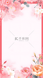 粉色花卉边框装饰背景