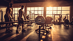 健身房里穿着健身服的人正在锻炼