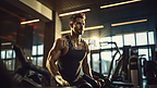一个男人在健身房锻炼