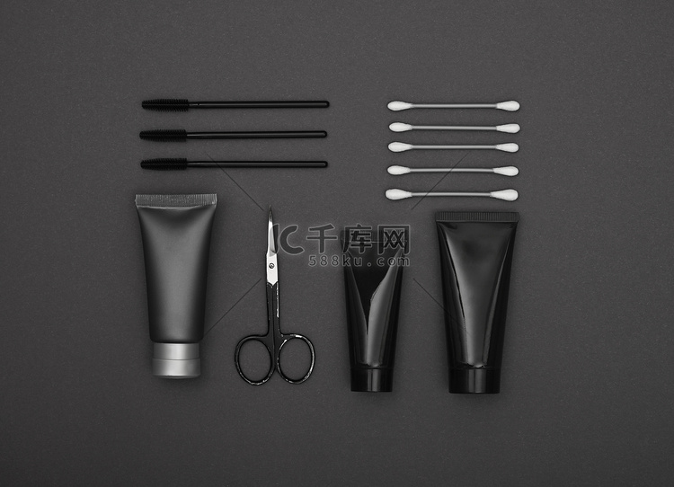 男性化的美容和护肤平躺在灰色高清摄影大图千库网