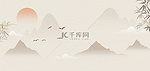 中国风水墨山水浅色质感海报背景