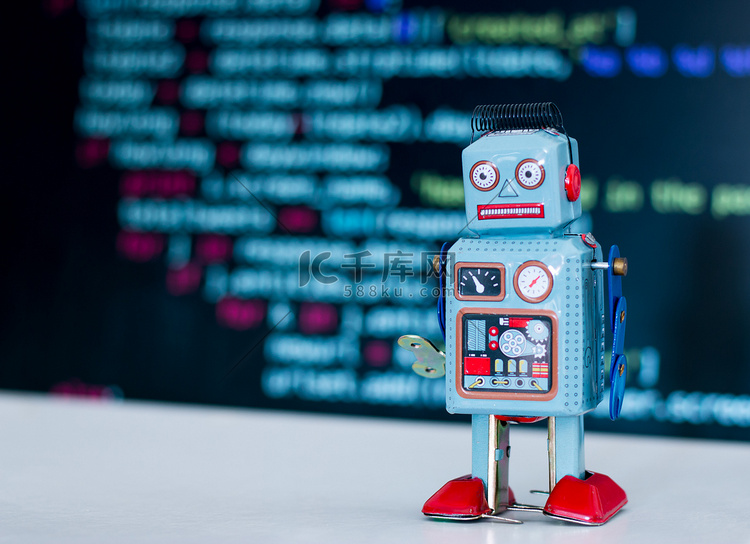 聊天机器人或社交机器人和算法的符号，后台程序代码高清摄影大图-千库网