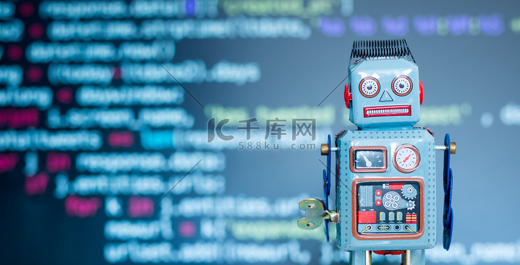 聊天机器人或社交机器人和算法的符号，后台程序代码高清摄影大图-千库网
