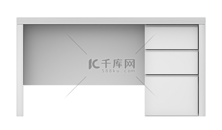 白色办公桌，正面图高清摄影大图-千库网