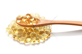 鱼油背景图片素材_白色背景上的鱼油