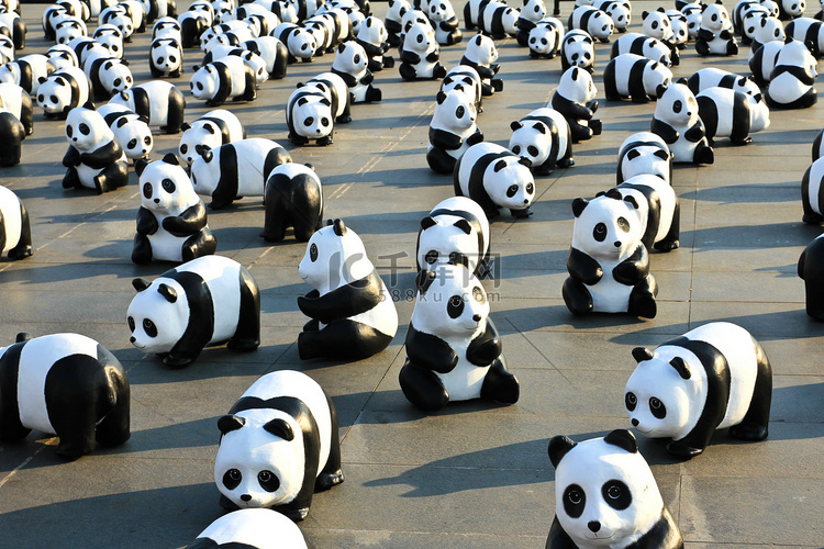 泰国曼谷-2016 年 3 月 4 日：1600 只 Pandas+ TH，纸浆高清摄影大图-千库网