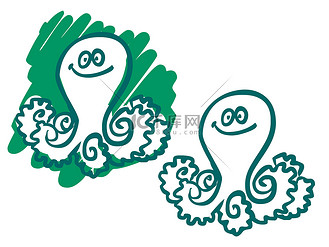 卡通章鱼的插图.