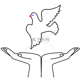 矢量图在白色背景上飞翔的鸽子