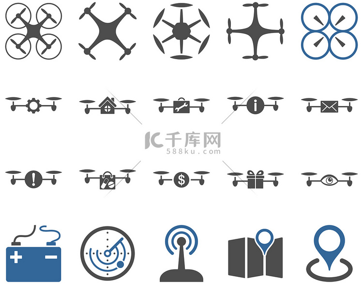 空中无人机和四轴飞行器工具图标高清摄影大图-千库网