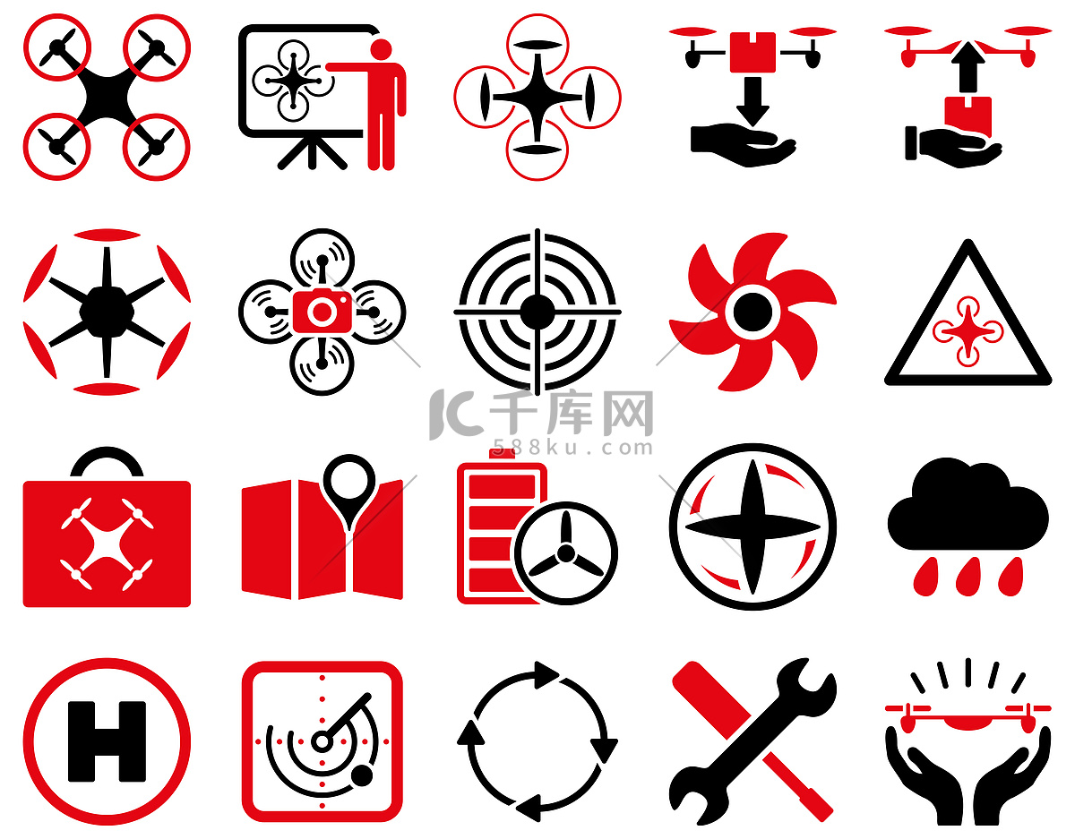 空中无人机和四轴飞行器工具图标高清摄影大图-千库网