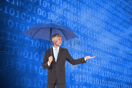 商人拿着雨伞的复合形象高清摄影大图 千库网
