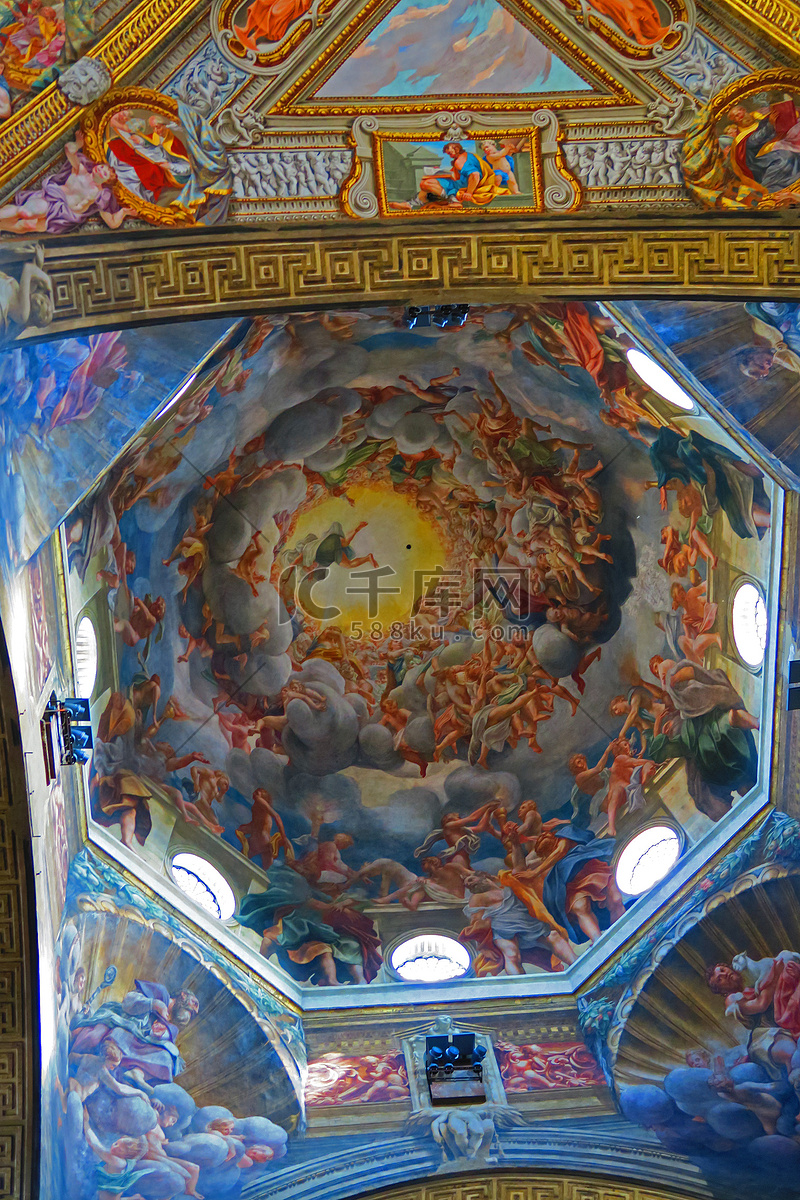 Correggio 在 th 的圆顶上的“圣母升天”壁画高清摄影大图-千库网