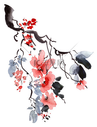 樱花树枝手绘图片_樱花树枝手绘素材-樱花树枝手绘图片大全-千库网