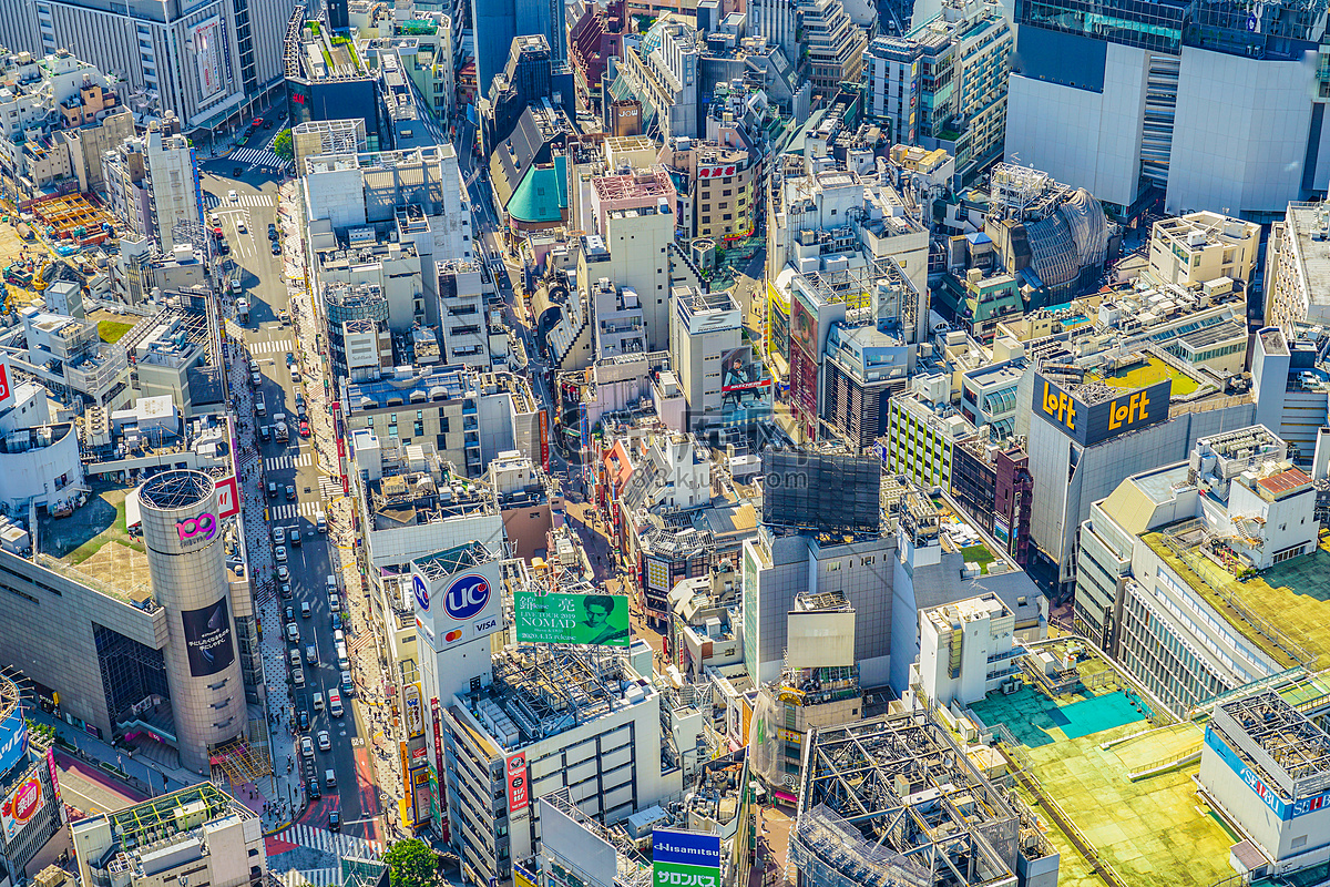 从涩谷天空看到的东京城市景观高清摄影大图-千库网