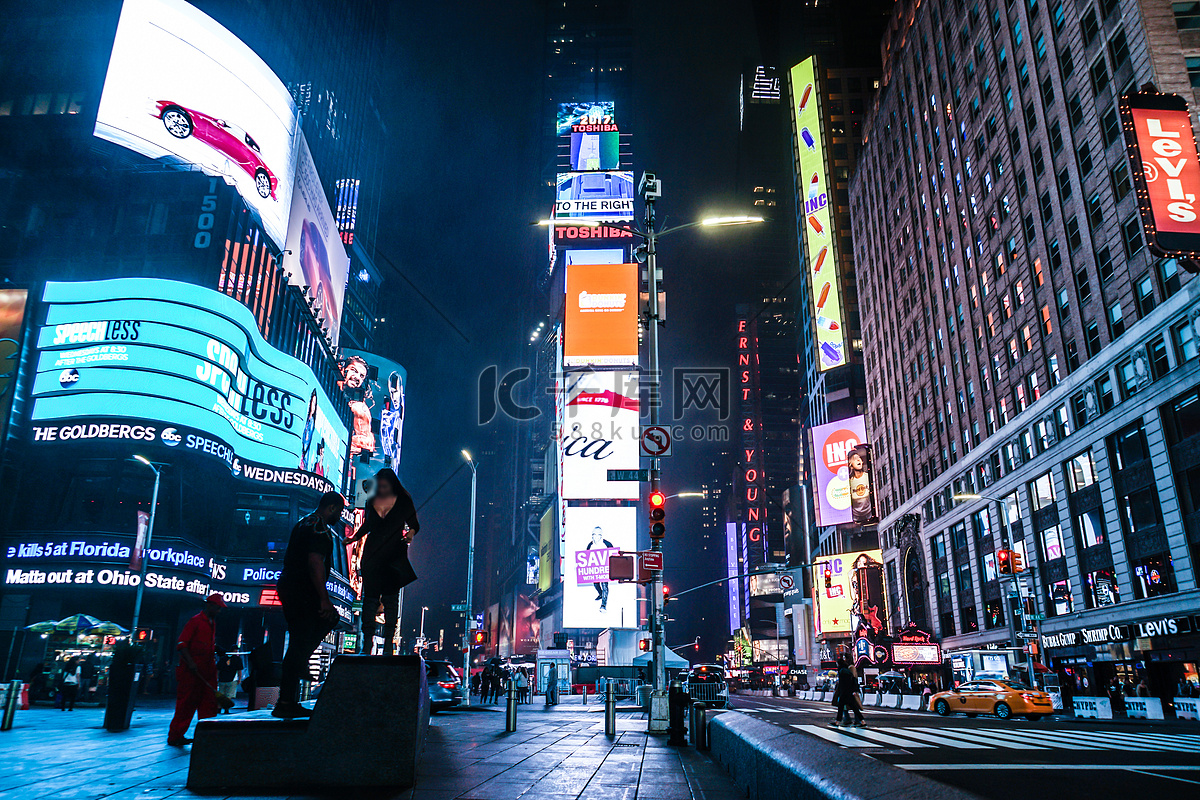 纽约时代广场夜景（TIMESSQUARE）高清摄影大图-千库网