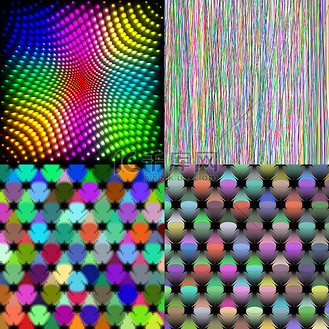一套抽象彩虹彩色瓷砖马赛克绘画几何调色板图案背景.