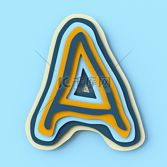 彩色纸层字体 letter a 3d